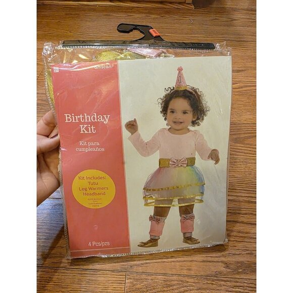 First Birthday Girl Kit Outfit Tutu Leg Warmers Headband (4 pcs) Pink Gold NEW - Picture 2 of 4